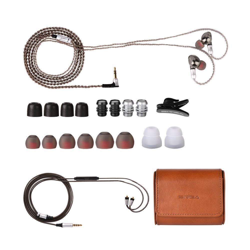 SIVGA SM001 Dual Drivers Wired Sport Earphones Hi-Fi Stereo Noise  Cancelling Earbuds with 3 replace nozzles + 2 Detachable MMCX Cables for  Workout, Running, Gym (Gunmetal) - Buy Online - 47580822