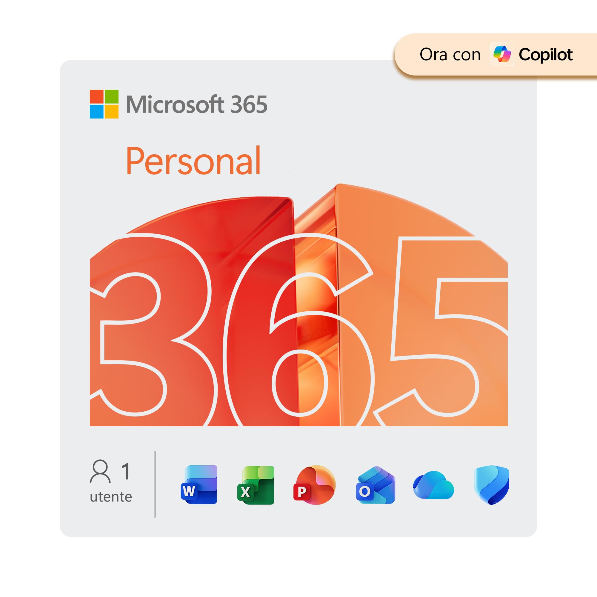 Microsoft 365 Personal | 12 mesi | 1 persona | App Office con AI | 1TB di Spazio di archiviazione OneDrive | Codice d'attivazione via email