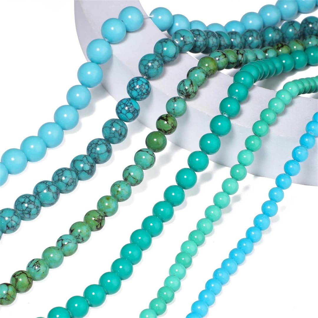 3 4 6 8 Turchese Howlite Perle Rotonde Liscia Pietra Naturale Distanziale Perline Per La Collana Del Braccialetto Gioielli Fai Da Te
