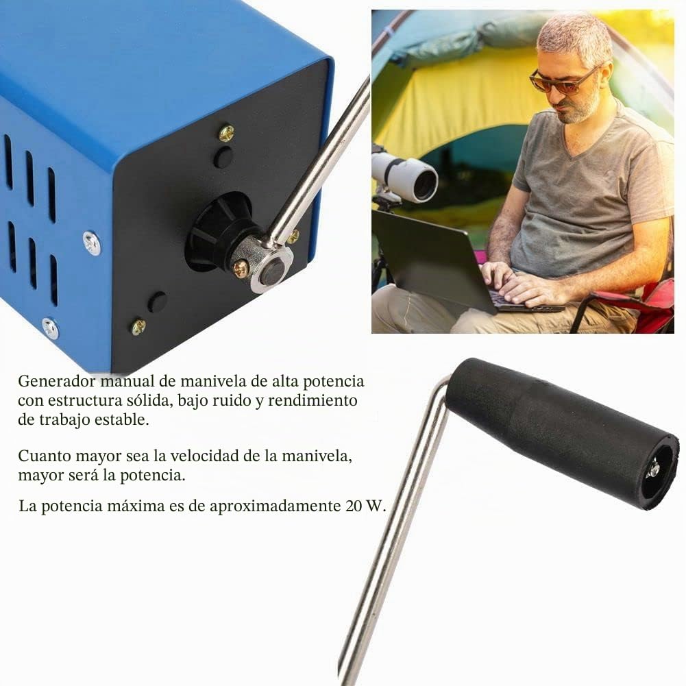 Generador de manivela portátil 2000 TR/Min, herramientas USB viajes de campo