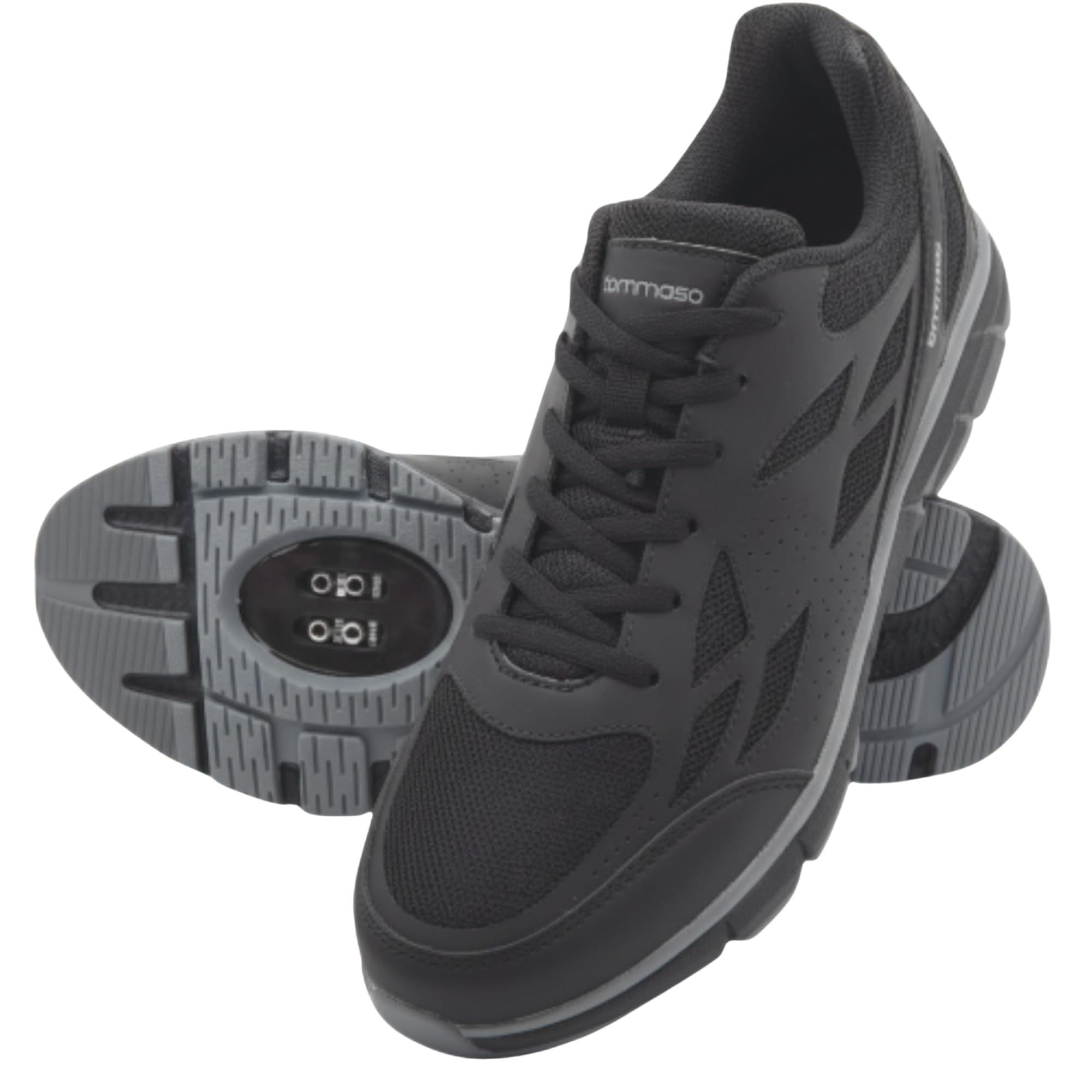 Men's Cycling Shoes Indoor Cycling/Commuter Urban Walkable Cycling Shoes, Compatible with SPD Cleat, Laces, Strap, Black, Grey