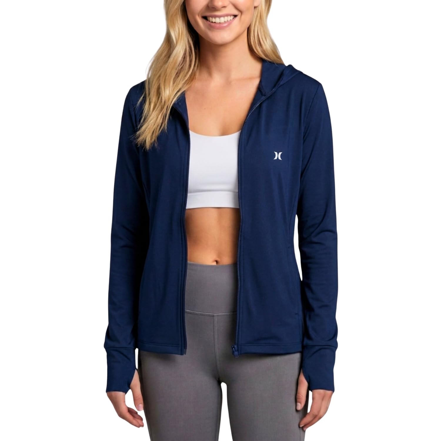 hurley women's sun hoodie jacket, spf 50+protection long sleeve sun shirt