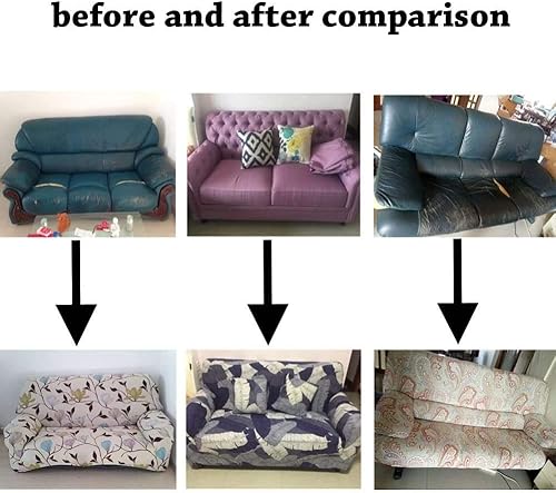 Miniatura 6 de Funda para sofá de 1 pieza con flores bohemias coloridas para sofá de 2 cojines, protector de muebles con parte inferior elástica, funda suave y