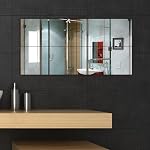 4 Pack de 10:00x10:00 Miroir auto-adhésif en acrylique,Emplacement sur petits miroirs pour décoration murale, Miroir en plastique pour éclaboussure,Long Miroirs pour salle de bain Salon Porte de placard