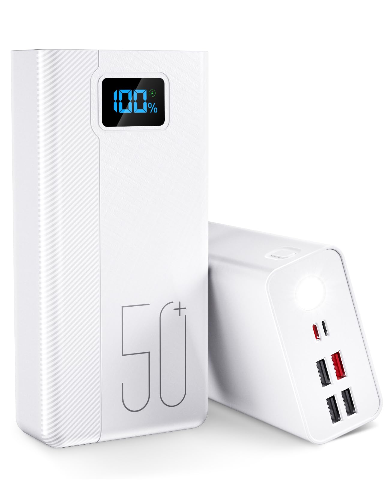 50000mAh Power Bank：22.5W Batería Externa de Carga rápida con Gran Capacidad y 5 Salidas y 3 entradas Reproductor MP3 3PM