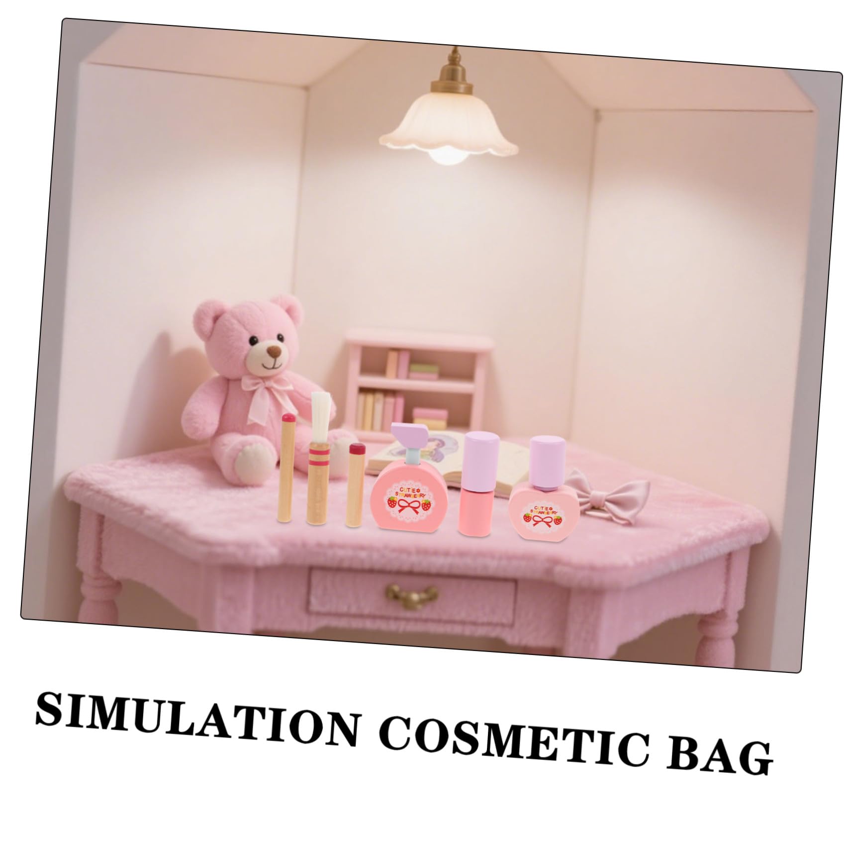 Vaguelly Set di Trucchi in Legno per Ragazzo Ragazza Design Principessa Rosa, Gioco Creativo per Trucco del Rapporto Genitore-figlio, per Gioco di Finzione