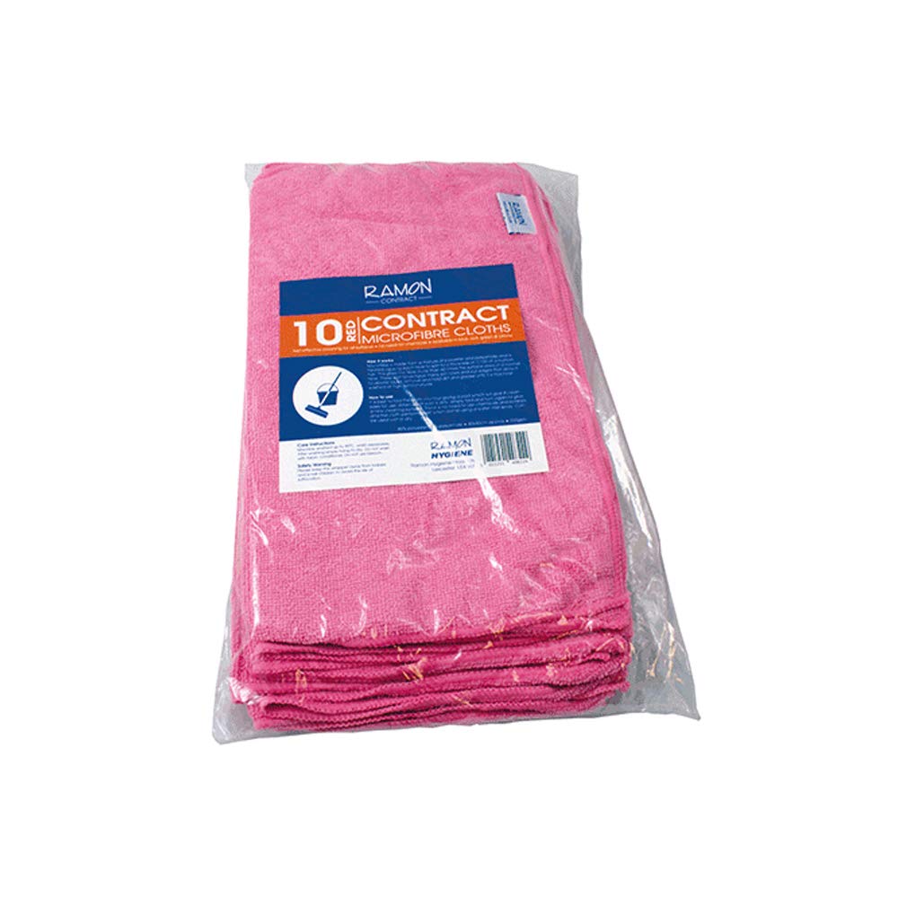 Ramon Hygiene 10 Microfibre Cloths, 40 x 40 cm, Red, 740R.CT