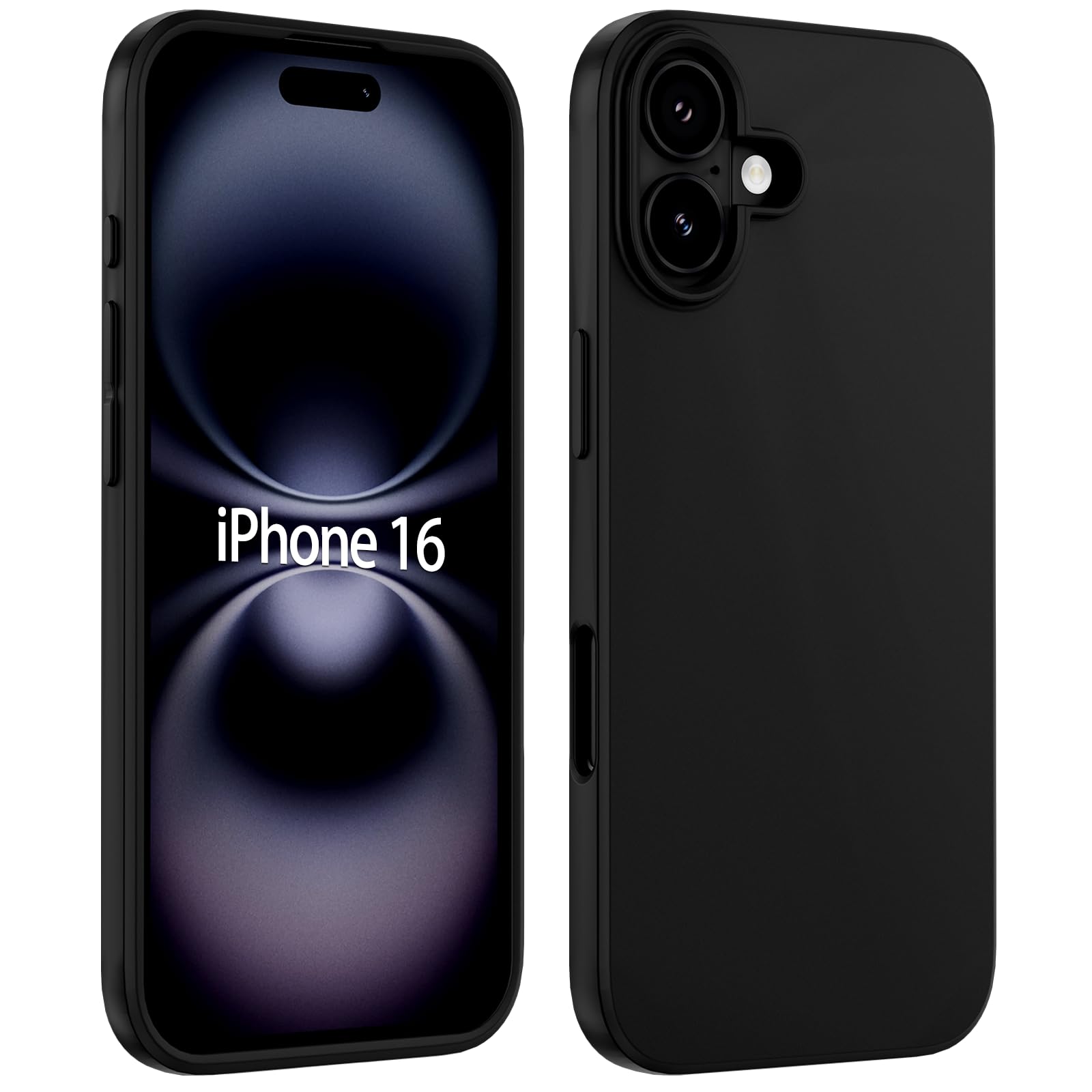 DIFAYA iPhone16 ケース iPhone 16 ケース マットブラック 米軍MIL規格 ワイヤレス充電対応 あいふぉん16 ケース 柔軟性 TPU素材 薄型 軽量 レンズ保護 アイフォン 16 ケース 黒い 6.1インチ 対応