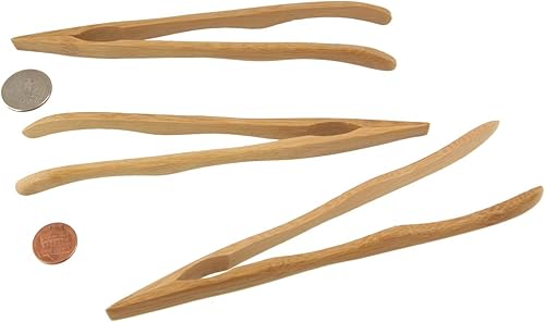 Vista 12 de BambooMN Pinzas reutilizables de bambú natural de 7.5 pulgadas, pinzas para tostadas, 3