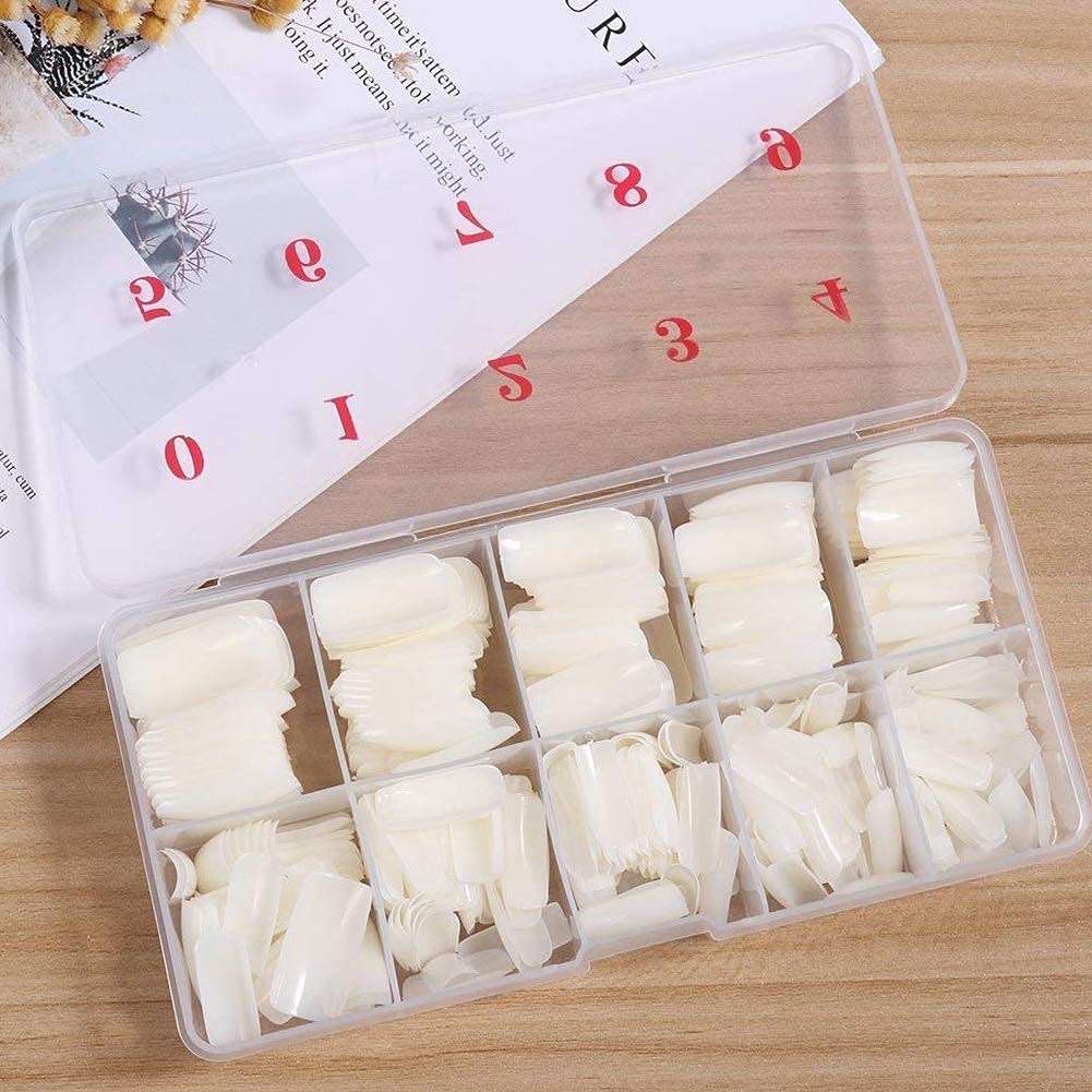 500 Pcs French Long Acrylic False Artificial Natural Colour Nail Art Tips-image-18