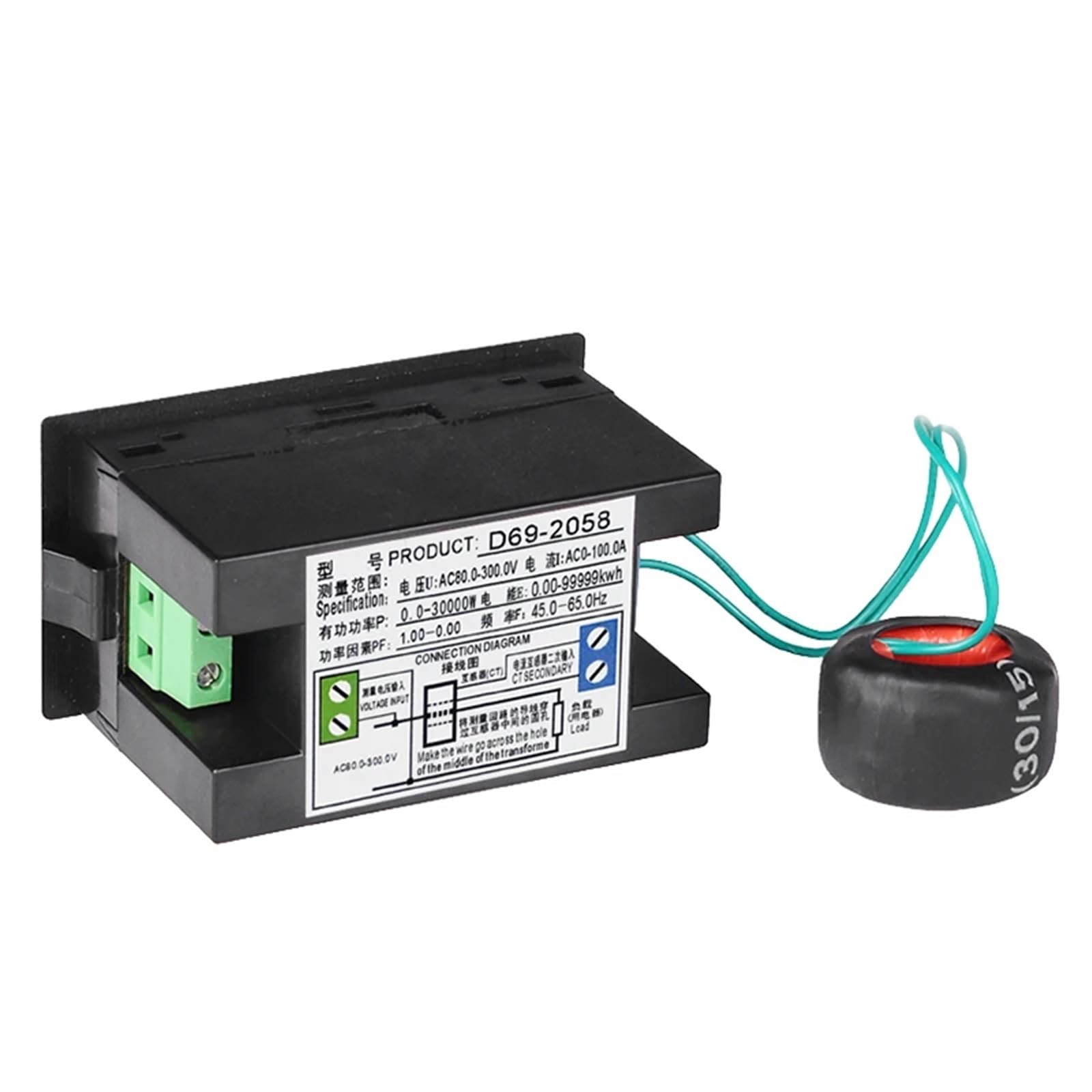 D69-2058 Woltomierz Amperomierz Współczynnik mocy Energia elektryczna Miernik częstotliwości Cyfrowy Watomierz LCD VOLT AMP