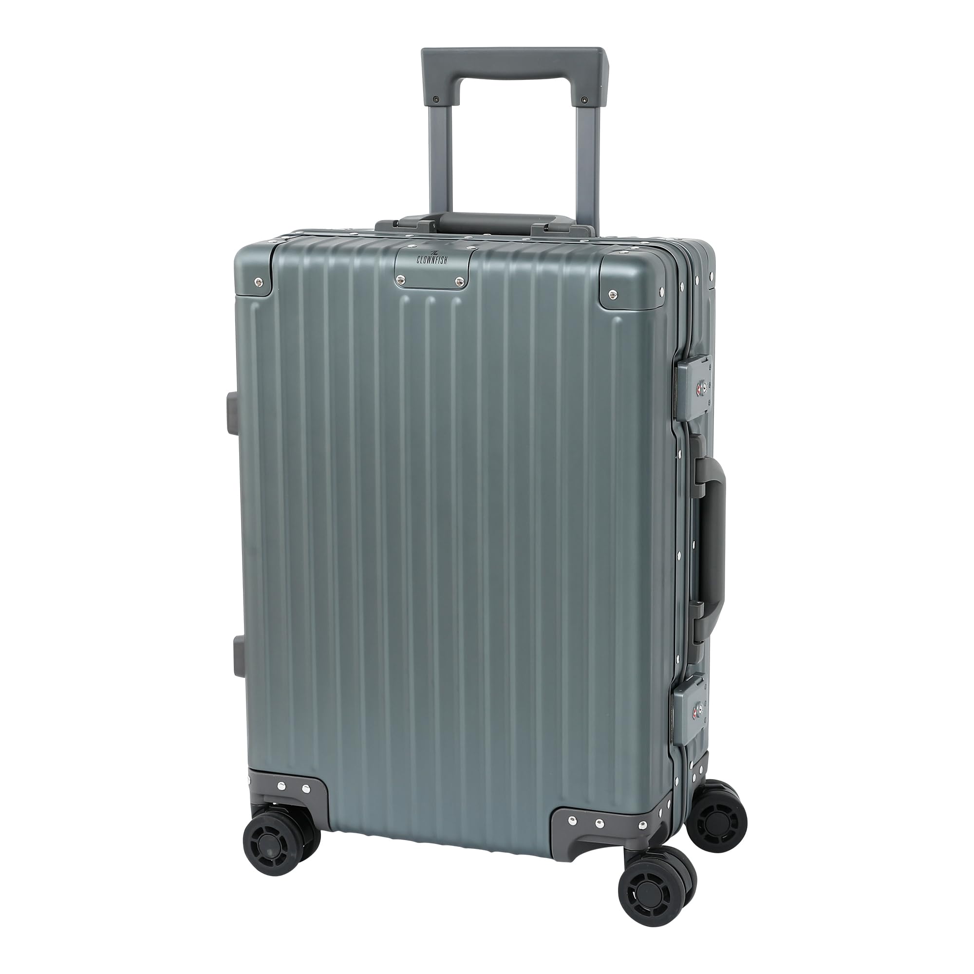 THE CLOWNFISH Orion Series Small 20inch Cabin Trolley Bag for Travel | Suitcase for Travel | Aluminium Alloy+Polyester | Mute Wheels |Lightweight | Water Resistant Cabin Trolley Bag | Gunmetal