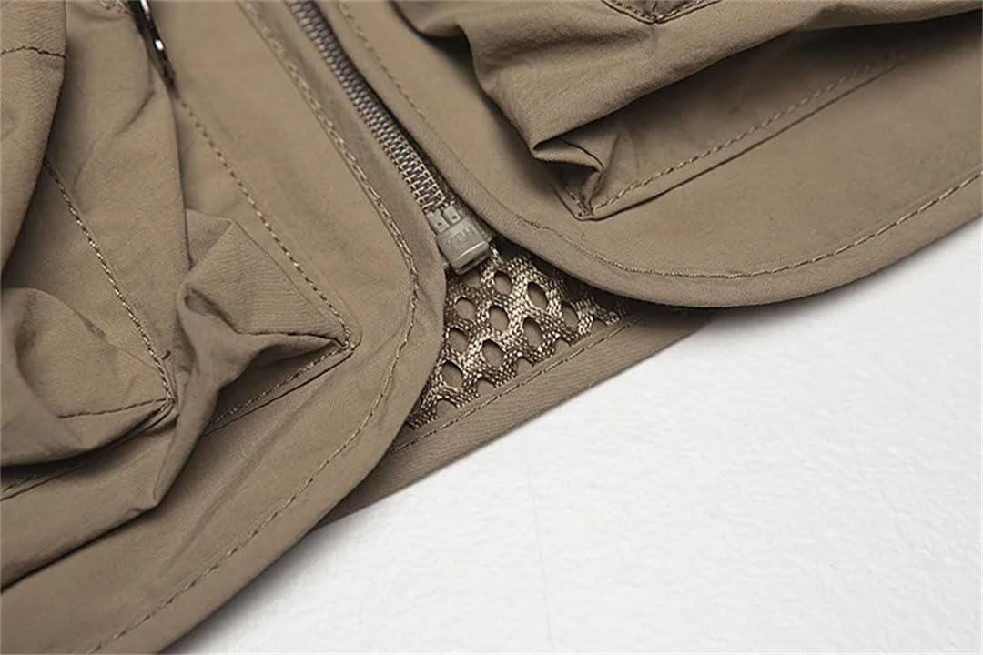 Chaleco de pesca de verano para hombre, chaleco de viaje de malla transpirable con cremallera y múltiples bolsillos, abrigo deportivo