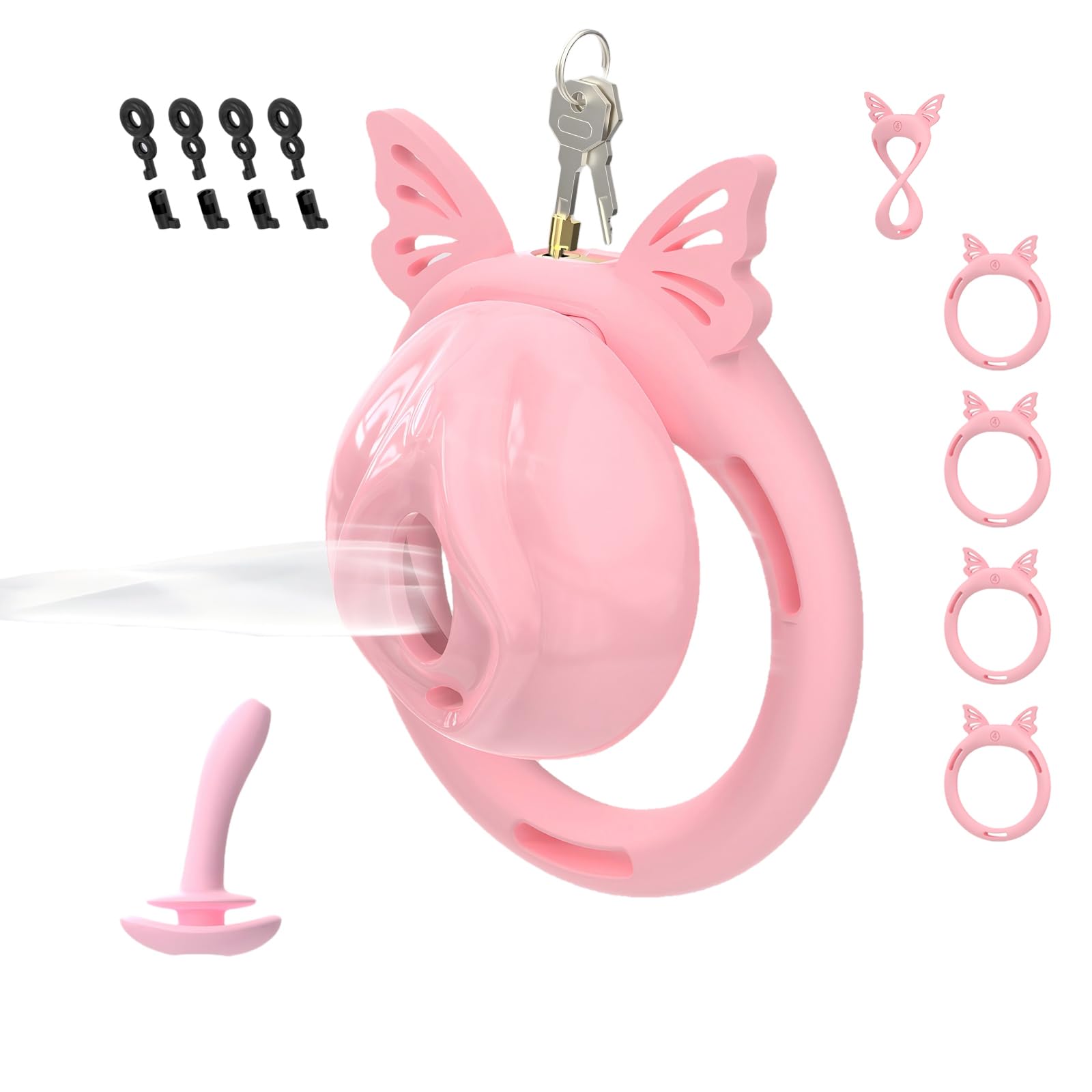 Cage de Chasteté pour Pénis Sex Toys Chastity Cage man en Résine avec Cathéter et 4 Anneaux en Silicone Cage Chastetée Légère avec Serrure Dissimulée et Ceinture pour Bondage le Pénis (A)