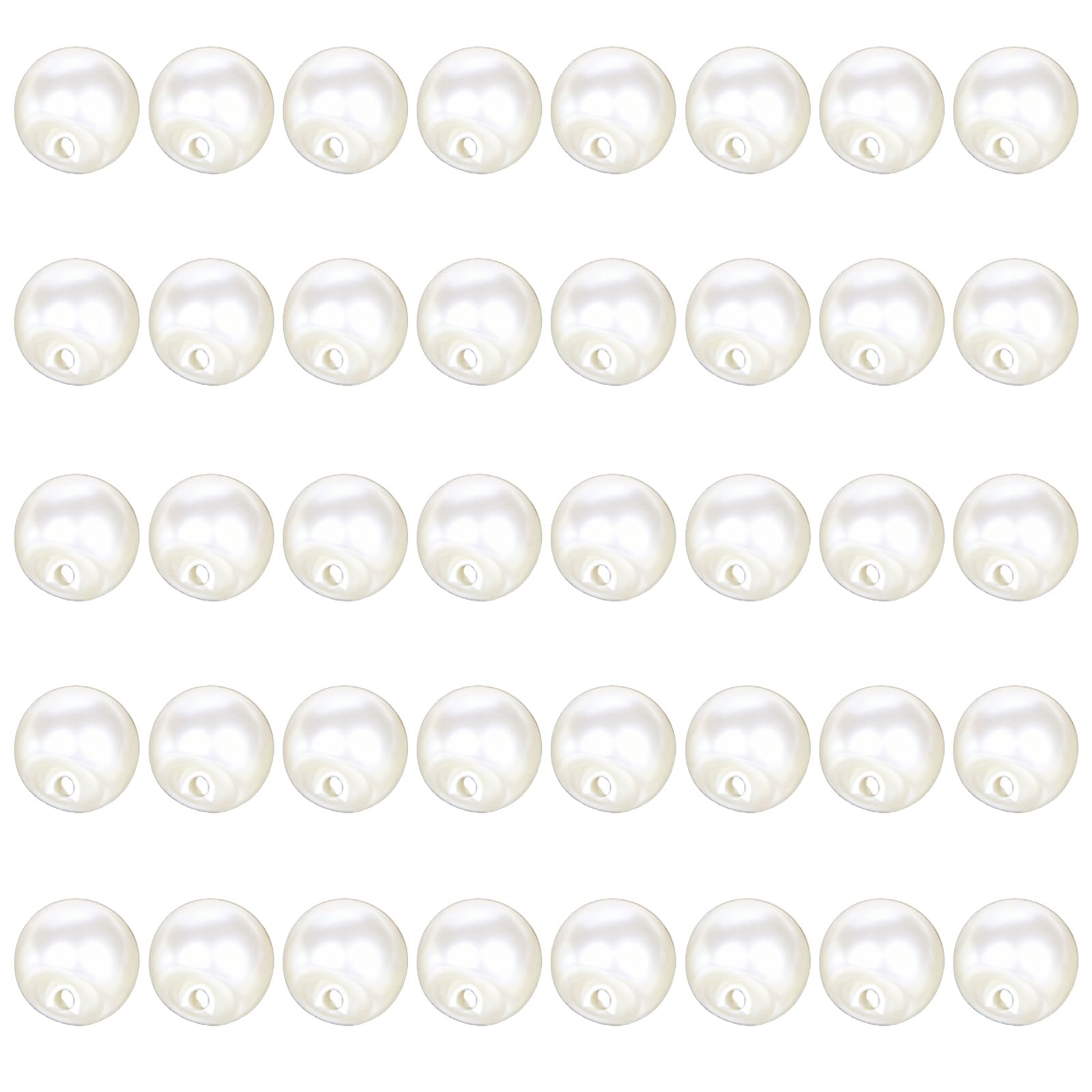 Shensuii 40Pcs Round Sewing Pearl Buttons, White Buttons for Baby Cardigans, Decorative Resin Pearls Button, Small Pearl Button for Cheongsam Shirts Dresses DIY Sewing Accessories(8mm)