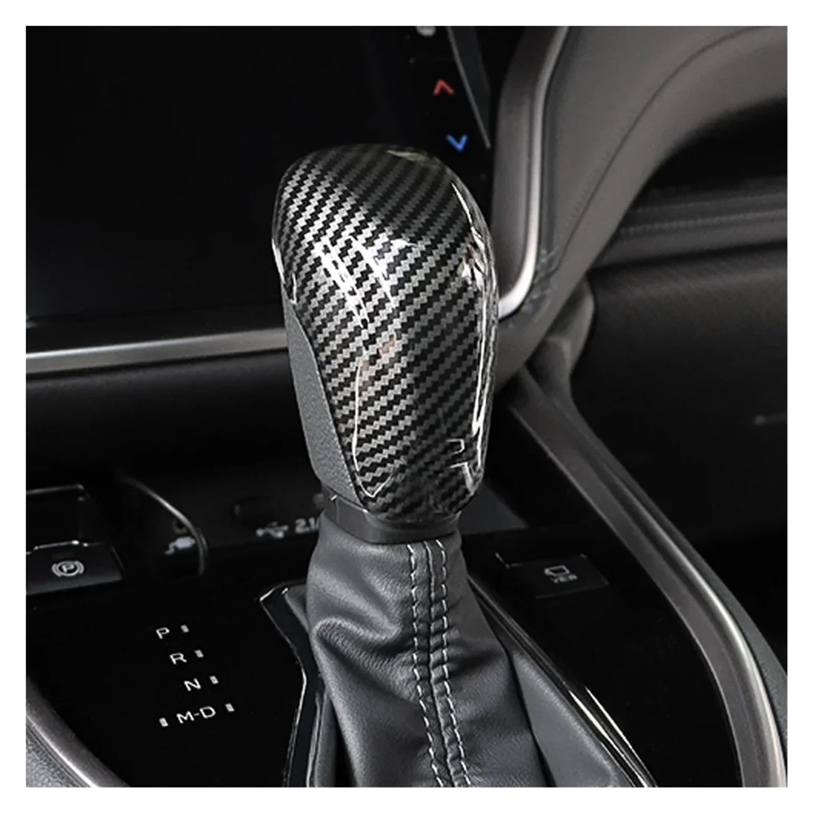 Dwtnmex Carbon Fiber Black Gear Shift Knob For Subaru Xv For Crosstrek Gt 2019-2021 Car Gear Head Shift Knob Protective Cover Handball Trim Auto Accessories(Carbon Fiber Black)