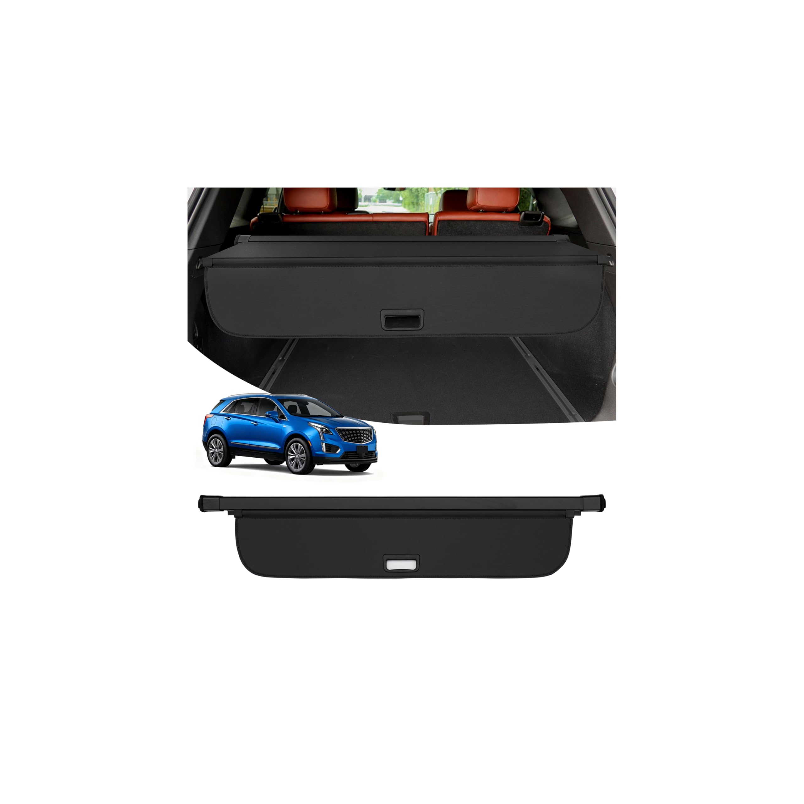 powerty cargo cover for 2017-2025 cadillac xt5 accessories, trunk cover retractable trunk shielding shade cargo luggage cover black