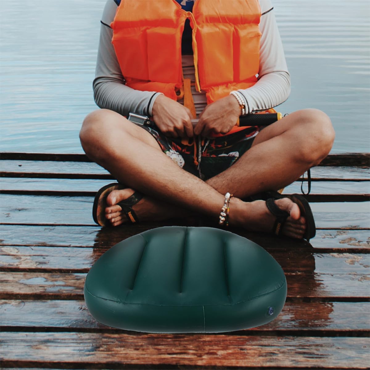 4pcs Inflatable Boat Seat Cushion with Backrest Thickened PVC Air Inflatable Seat Pad for Kayak Fishing Boats Outdoor Camping Rowing Comfortable Support