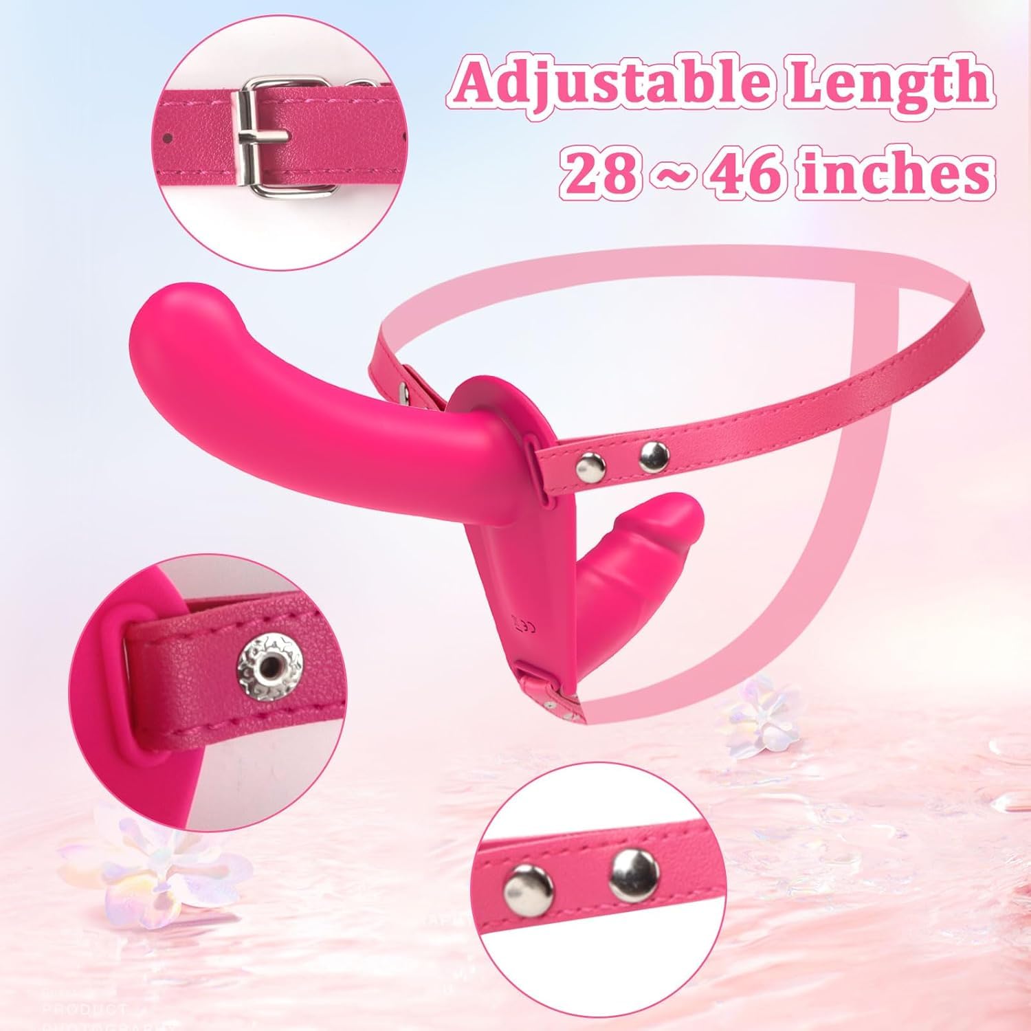 Vibratore fallico con cinturino, a doppia punta, indossabile, giocattolo erotico, regolabile
