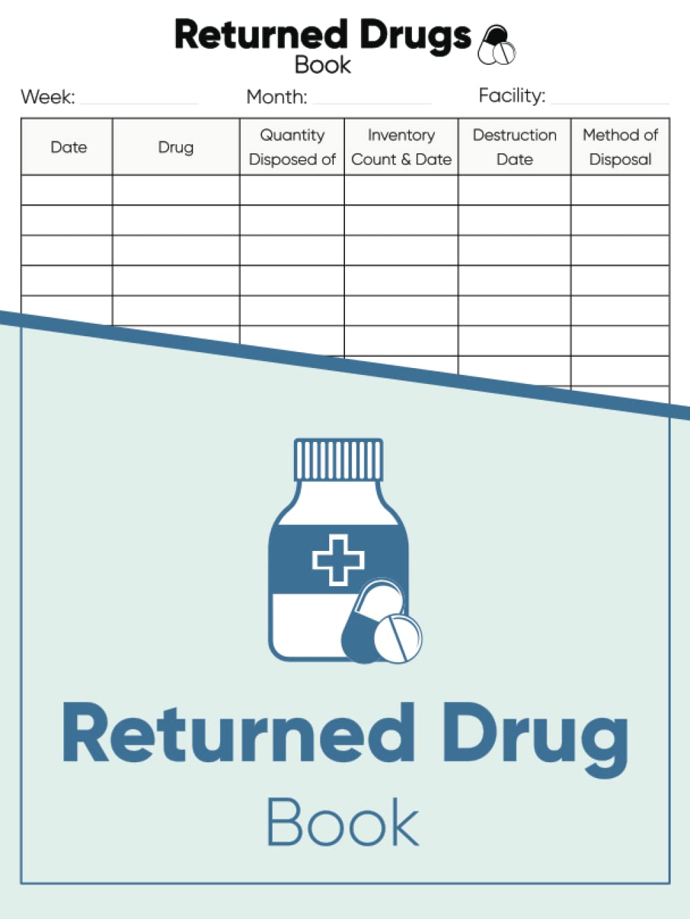 Returned Drugs Book: Returned Drugs Log Book Hardback | Medication Returns Book to record expired drugs returned to Pharmacy for Disposal | Expired & Returned Drug Book | A4 Format