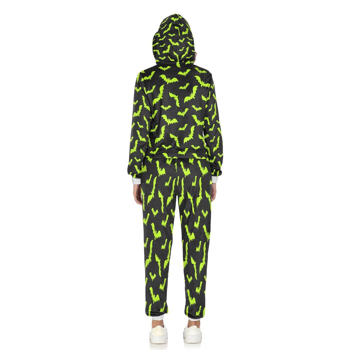Conjunto deportivo de 2 piezas para mujer, diseño de murciélagos verdes, conjunto deportivo de manga larga para Halloween