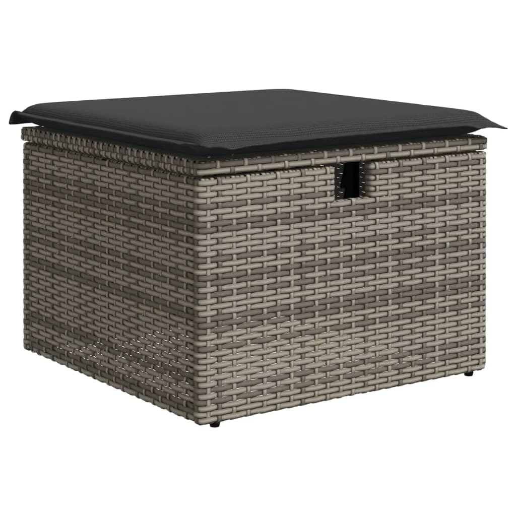 Brokky Poly Rattan Lounge mit Stauraum Balkon Lounge Gartenlounge Outdoor Loungemöbel Rattan Gartenmöbel Set Terassenmöbel Außen Gartensofa-Grau-4-tlg-mit Aufbewahrung & Tasche