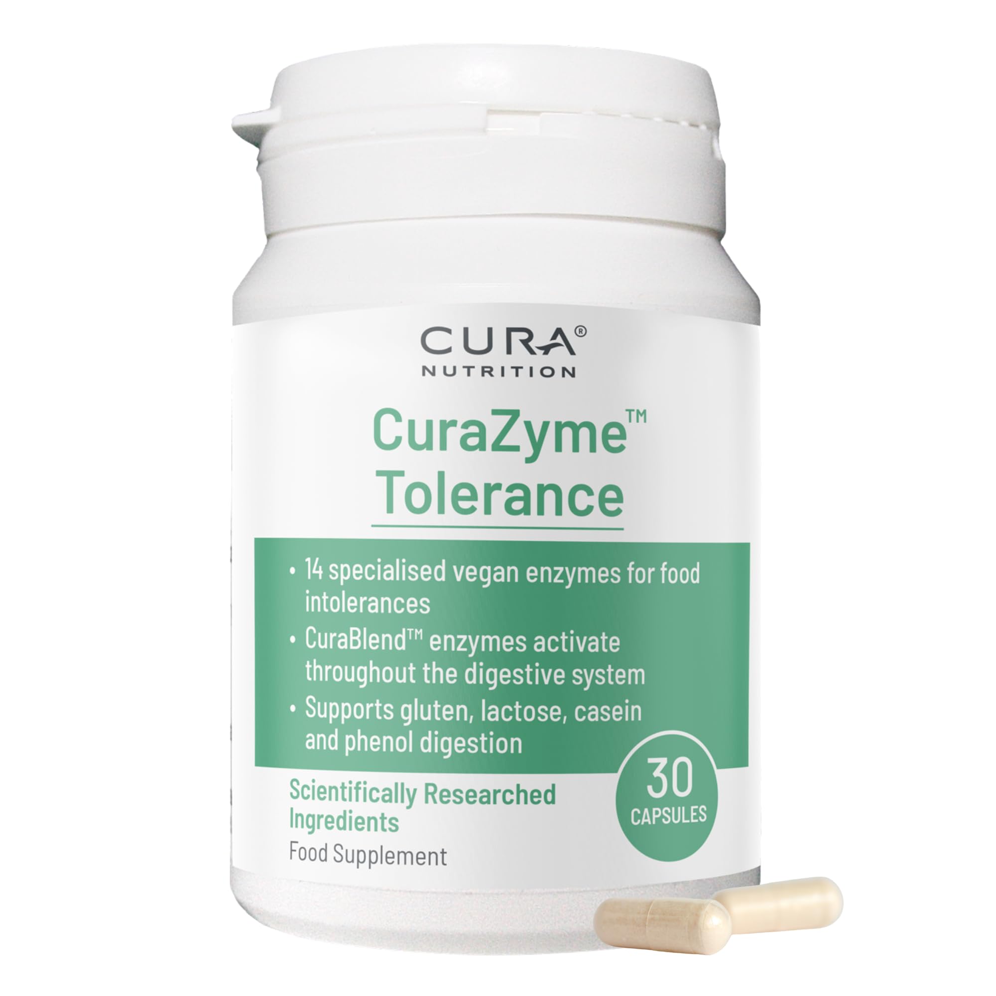 CURA NUTRITION CURAZYME Tolerance (30 Capsules) Food Intolerance