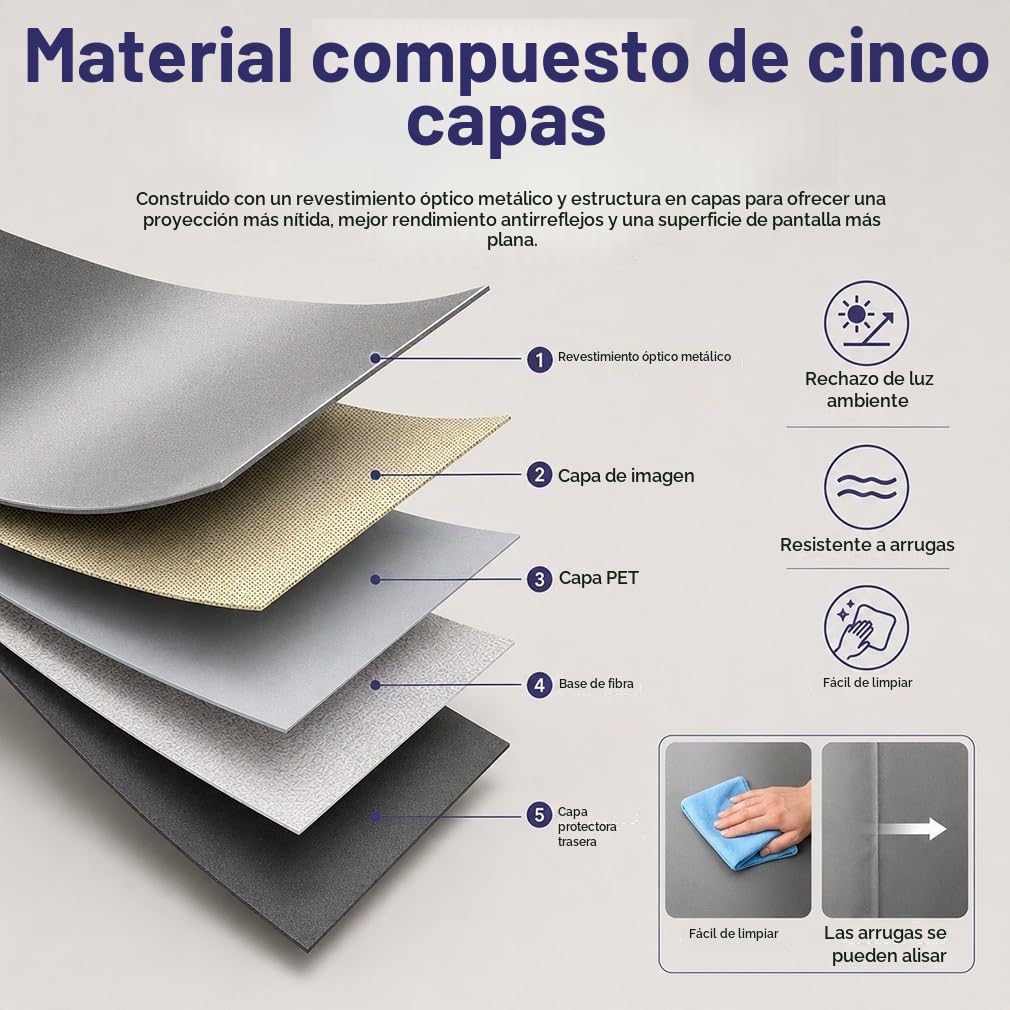 Pantalla de proyección con tecnología de rechazo de luz ambiental (ALR), versión mejorada 4K 16:9 para exteriores, portátil y de fácil instalación; ideal para cine en casa (150in,Upgraded & Thickened)