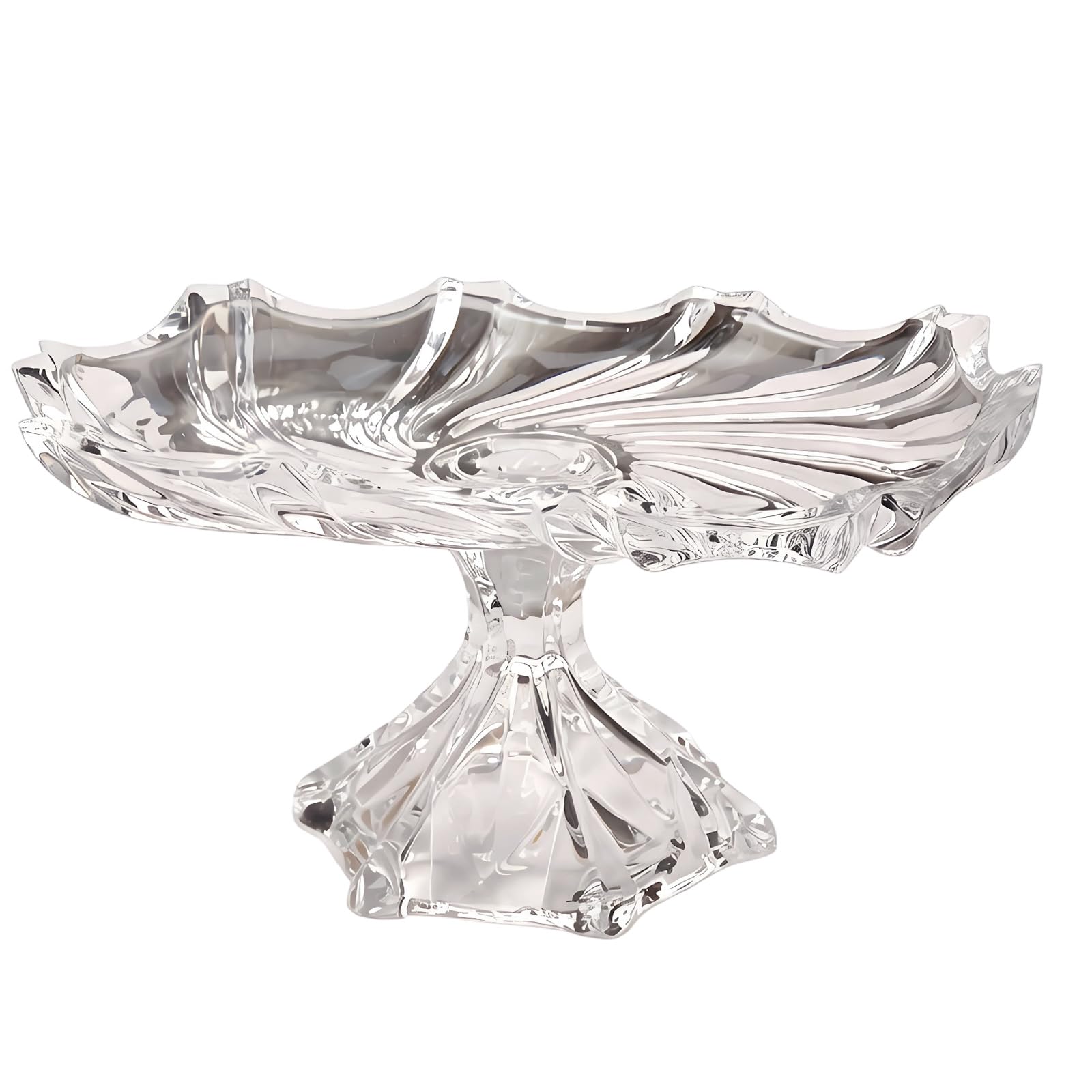 ZEPFJHE Pedestal Fruit Bowl Clear Glass Serving Tray Table Centerpiece for Fruits Desserts Snacks Home Parties Room Bowl