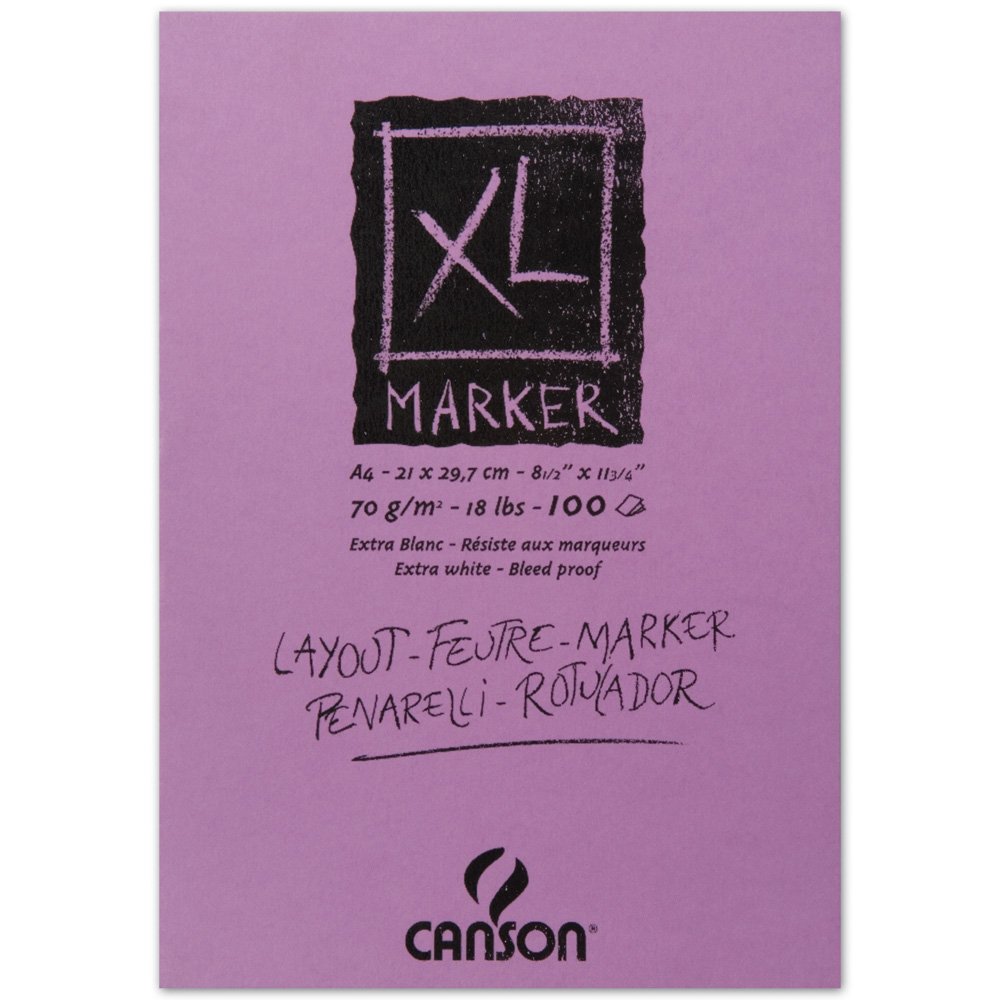 Bloc 100 feuilles XL® Marker (collées 1 côté) A4 70g/m², très lisse très blanc - Lot de 10