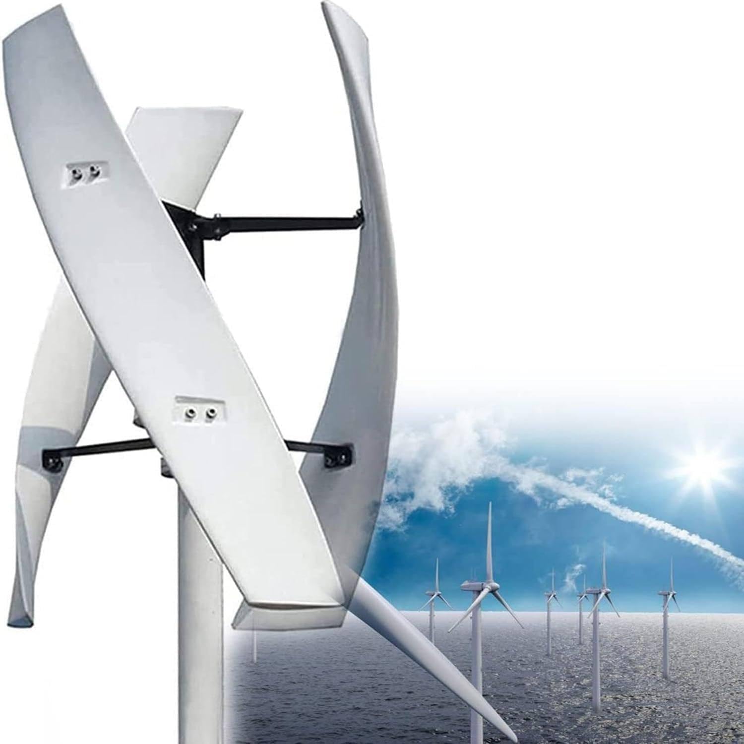 Wind Turbine Generator Kit, Vertical Axis Wind Turbine, Maglevs Winds Generator With Controller, 3 Leaves Small Household Windmill For Boats, Terraces, Cabins, Home, Industrial Energy 12000W-220V