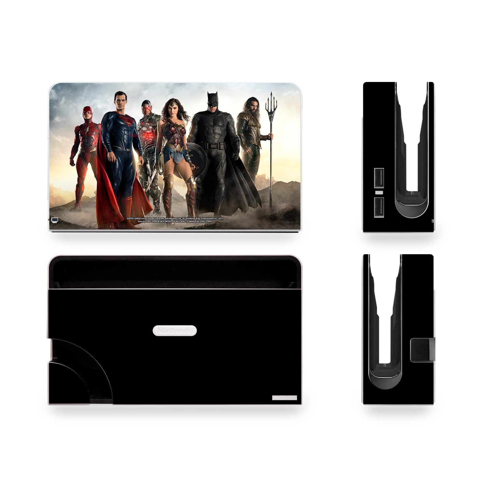 Head Case Designs sous Licence Officielle Zack Snyder's Justice League Groupe Coloré Snyder Cut Art Personnage Vinyle Autocollant De Jeu Peau Autocollant Compatible avec Nintendo Switch OLED Bundle
