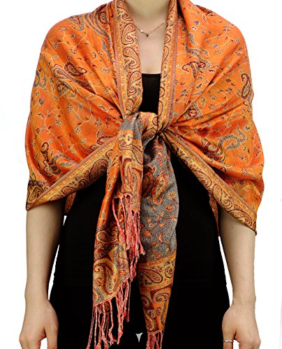 NYFASHION101 Large Soft Double Layer Jacquard Paisley Print Scarf Shawl Wrap