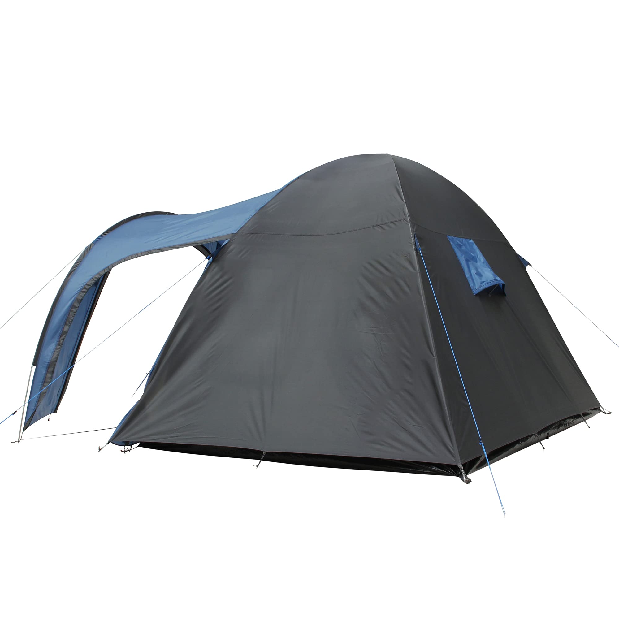 your GEAR Zelt Cetona - Campingzelt in 2 Größen für 4 oder 5 Mann, Kuppelzelt mit 3000 mm Wassersäule, Wohn-/ Vorraum, 2 Eingänge, Stehhöhe, dunkle Schlafkabine, Festivalzelt in Blau Grau