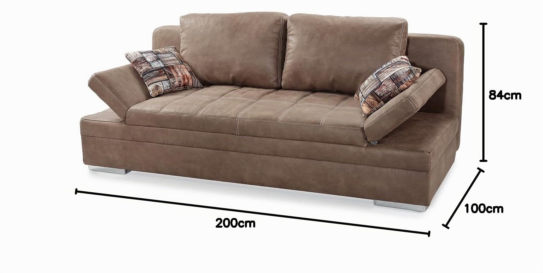 luma-Home 15116/ Funktionssofa mit Gästebett und Bettkasten, Braun