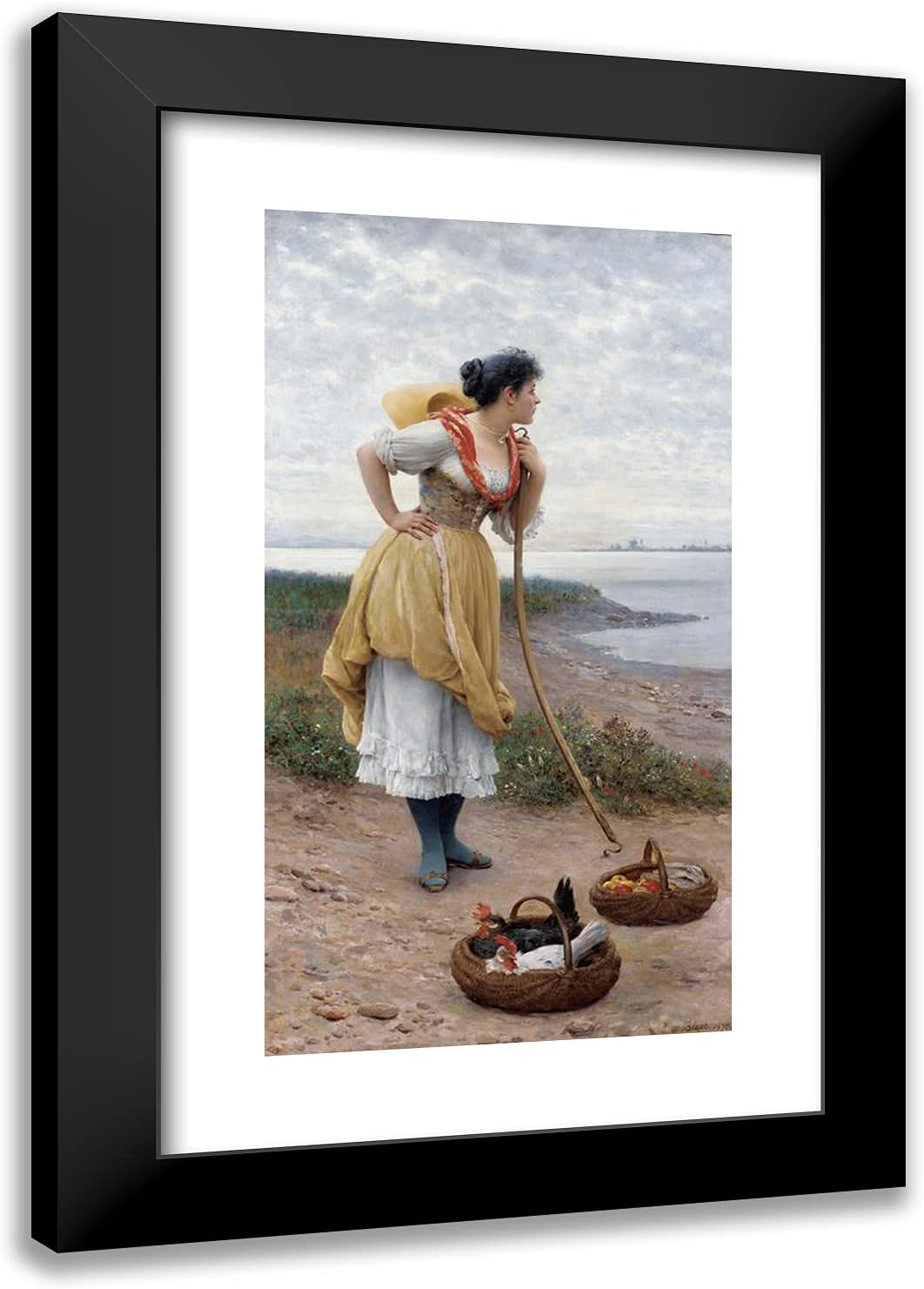 ArtDirect De Blaas, Eugene 17x24 Gold Ornate Framed Art Print with Double Matting Titled: Daydreaming-ARC-06300