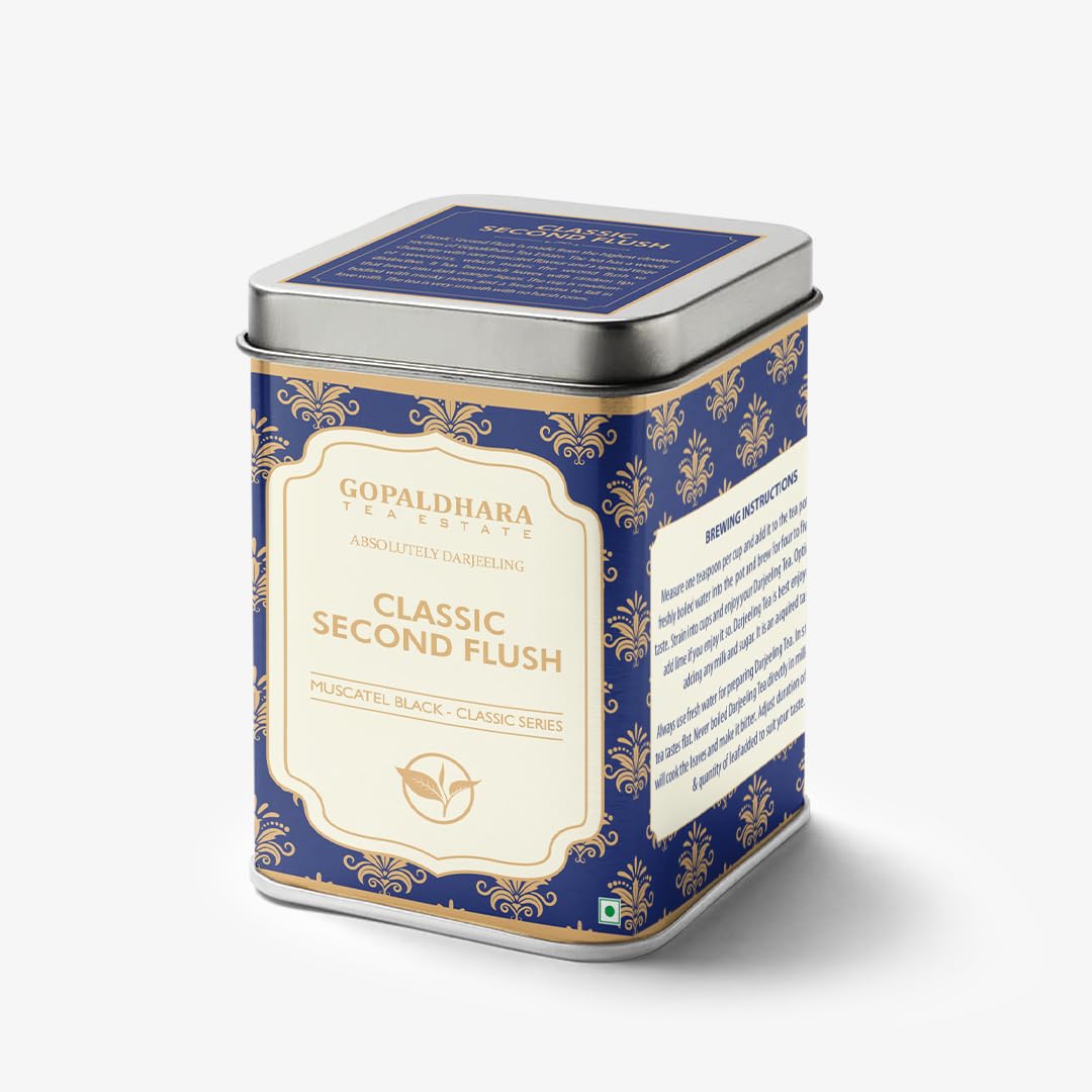 GOPALDHARADarjeeling Tea Classic Second Flush 2024 Black Tea 100 grams Tin Can - (Classic Series) FTGFOP1 Whole Leaf Black Tea from the Highest Elevation 7000 Feet