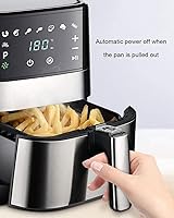 Vista 7 de Horno freidora de aire, olla eléctrica sin aceite con pantalla táctil digital LED, cocina eléctrica 8 en 1, olla de freidora de aire antiadherente
