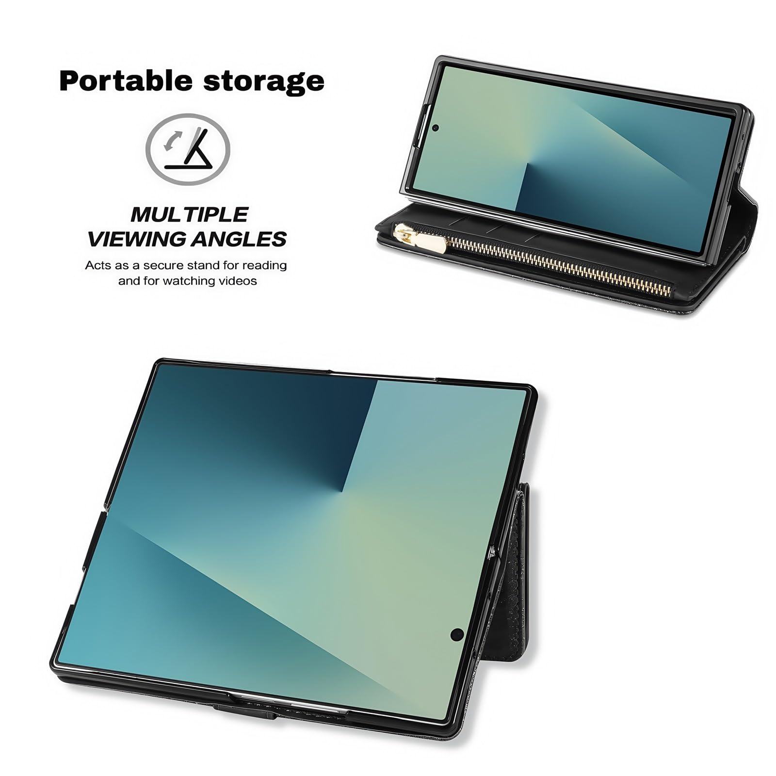 Libro Custodia per Samsung Galaxy Z Fold 8, Pelle Donna Portafoglio | Funzione di Appoggio Guscio Anti-Impronte Paraurti in TPU Morbido Alta Qualità Per Uomo Donna Caso