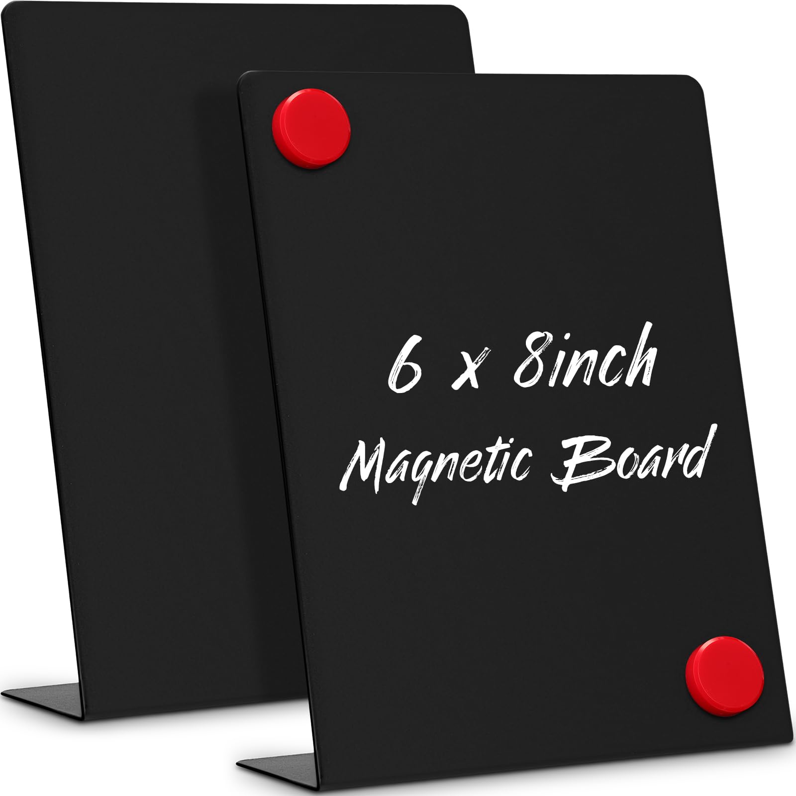 Fainne Magnetic Bulletin Board with Easel Stand Mini Black Magnet Metal Tabletop Memo Display Board for Back to School Menu Table Home Kitchen Office Supplies(6 x 8 Inches,2 Pcs)