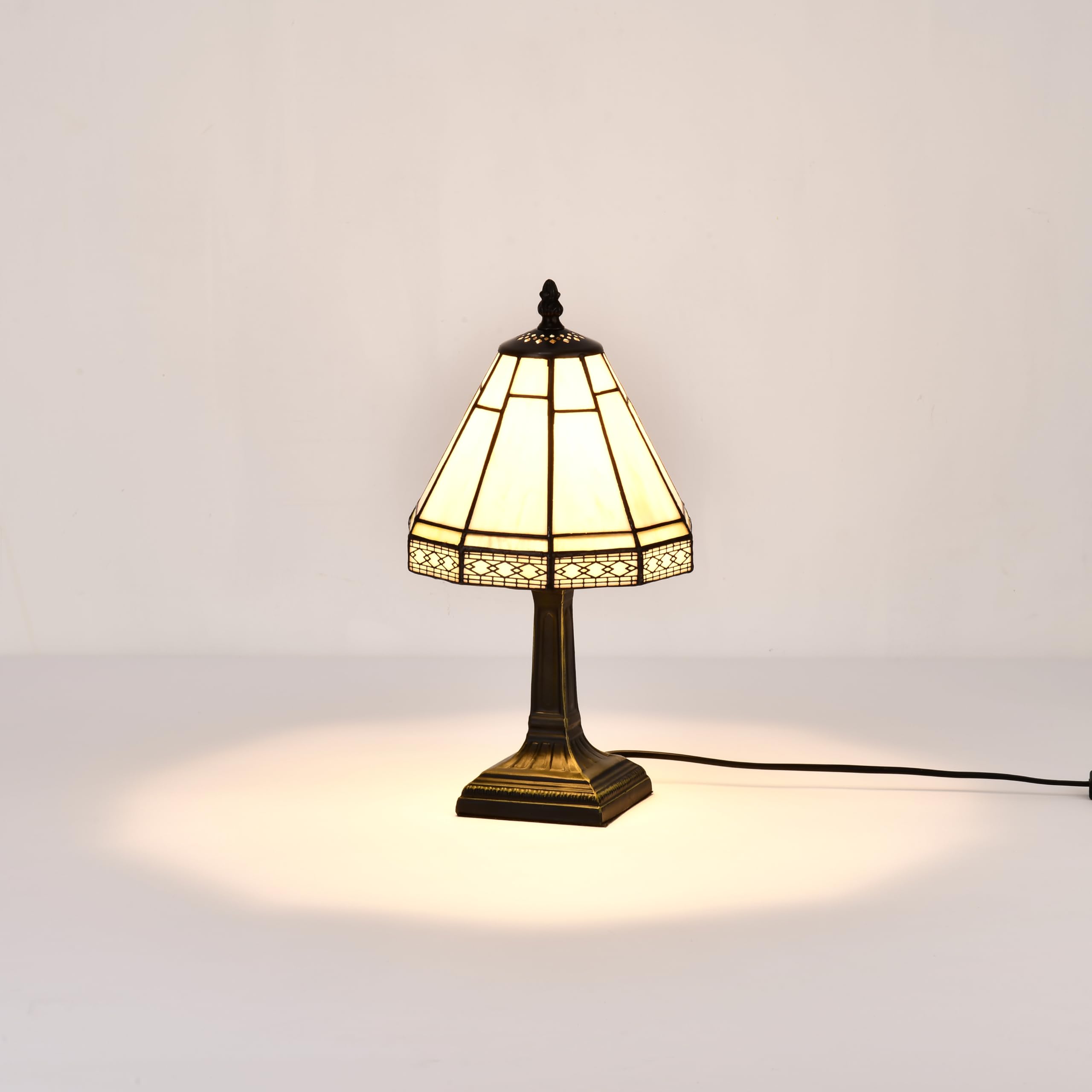 BELOFAY Tiffany Lamps, Stained Glass Handmade Tiffany Vintage Bedside Table Lamps for Living Room, Bedroom, and Lounge 8 inches Shade Diameter and 13 inches Stand Height (Mission Tiffany Style)