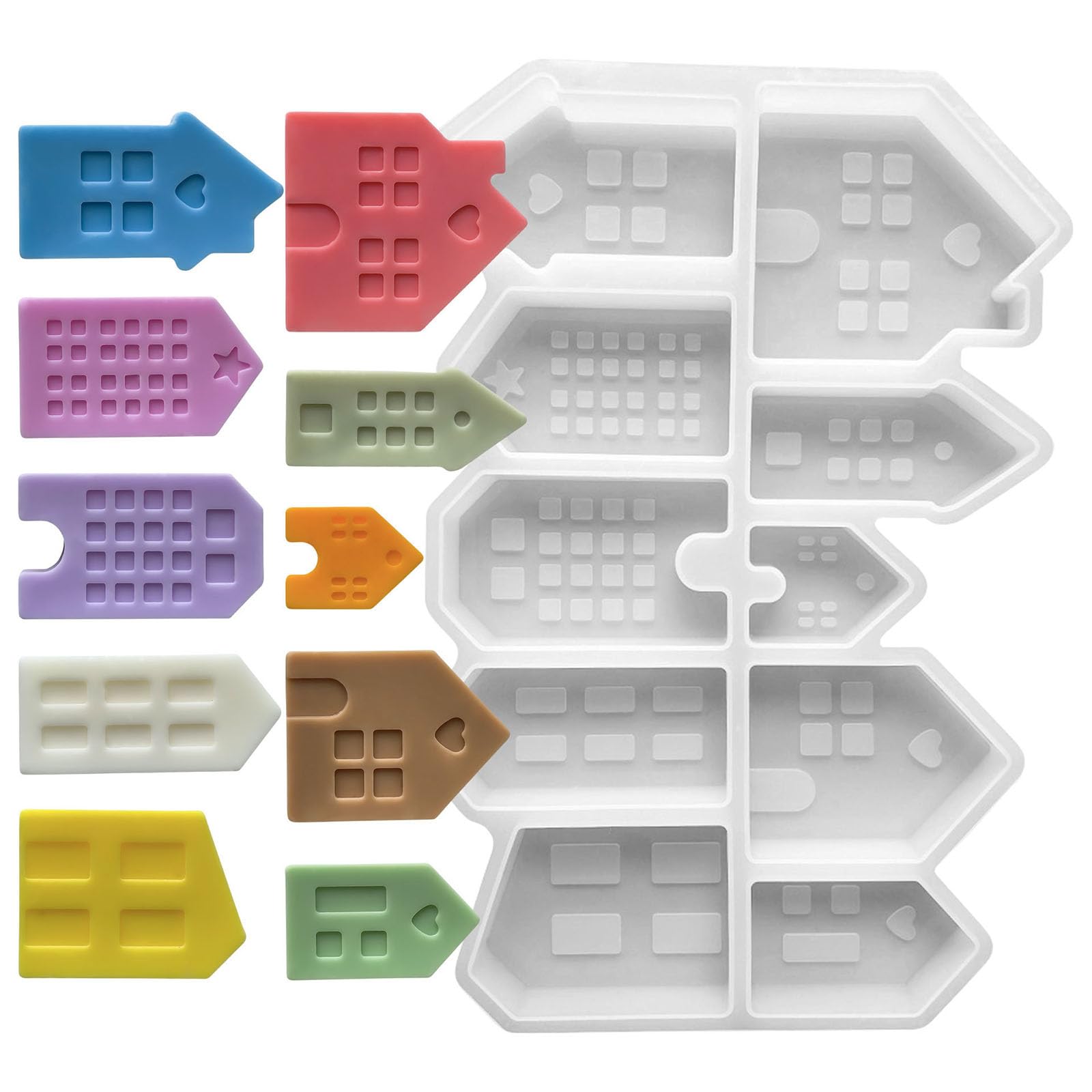 Jazuaiao Silicone Molds 10 Cavities Cabin Silicones for Epoxy Resin Soap Chocolate Home Decoration Silicone Molds