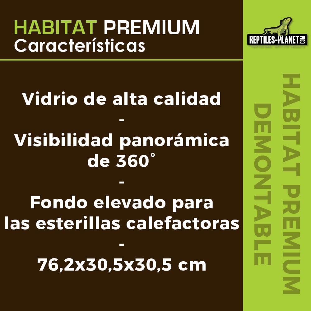 Reptiles Planet - Terrario Hábitat Premium Desmontable - 76,2x30,5x30,5 cm