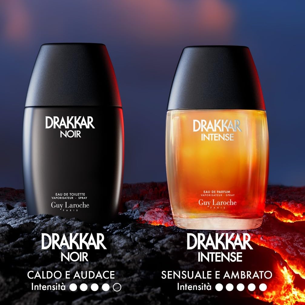 Drakkar Intense di Guy Laroche - Eau de Parfum Seducente e Irresistibile - Fragranza Fougère Ambrata - Colonia per Uomo a Lunga Durata - Profumo da Uomo