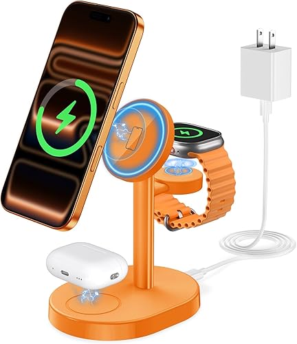 Miniatura 27 de Estación de carga inalámbrica 3 en 1 2026 para cargador Apple MagSafe, soporte de cargador magnético rápido de 15 W para iPhone 17, 16, 15, 14, 13
