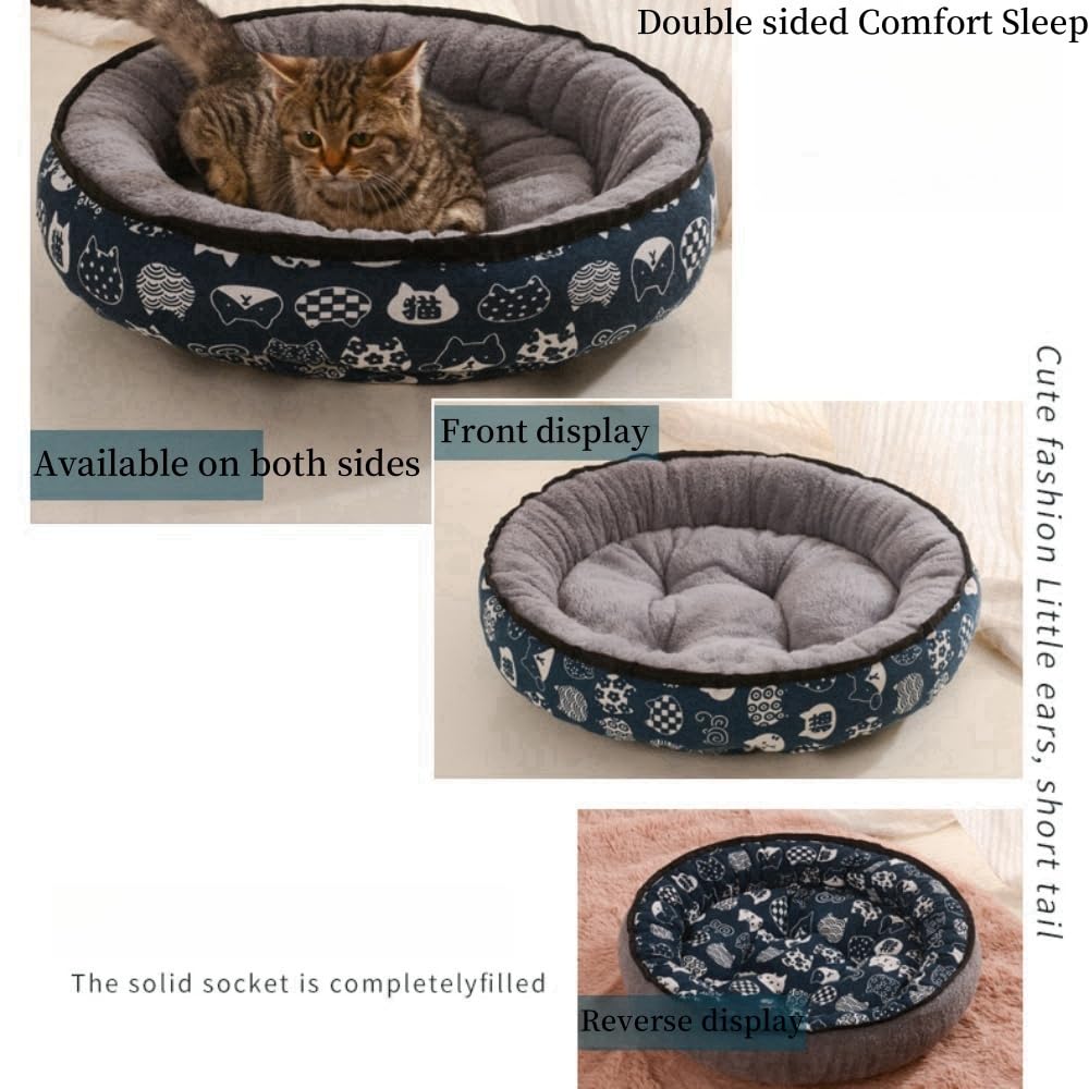 سرير كبير للقطط والكلاب، سرير بيضاوي الشكل داخلي للقطط والجراء مع قاعدة مضادة للانزلاق، سرير للقطط والقطط دافئ ومريح للحيوانات الاليفة، عش القطط، وسادة قبة، سرير للحيوانات الاليفة قابل للغسل