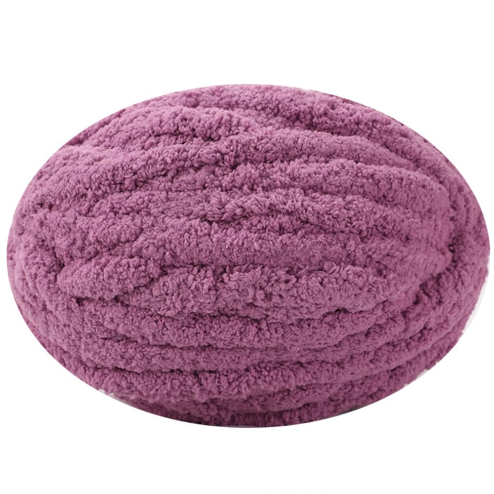 Soft Chunky Yarn, Hand Knitting Wool, Fluffy Chenille Yarn for Blankets Hats Scarfs or Pet Bed (Eggplant Purple)