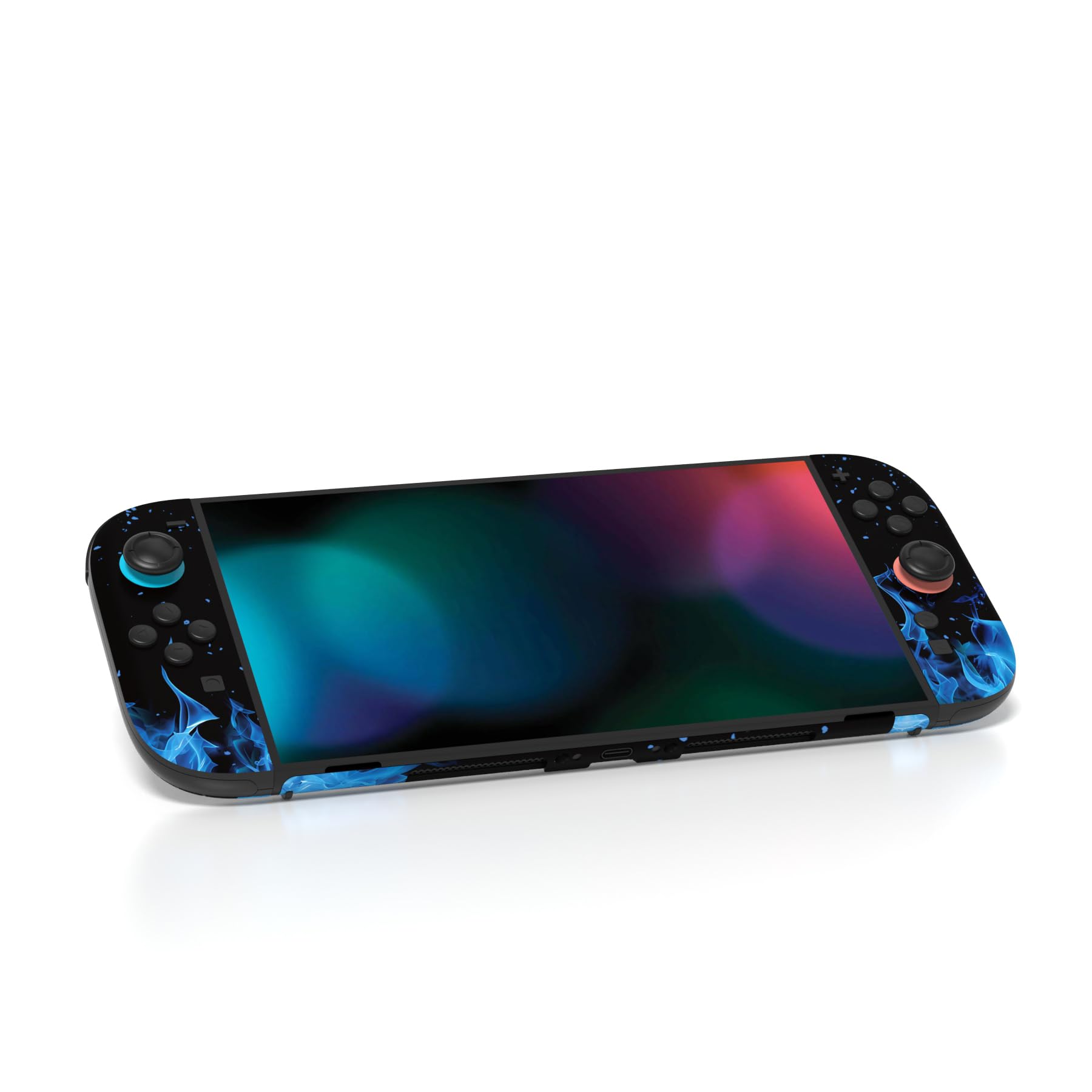PlayVital for Nintendo Switch 2 Skin Full Set (2-Pack) - Protective Vinyl Decal Stickers for Switch 2 Console, Controllers, Handle Grips & Dock | No Residue, Anti-Scratch - Blue Flame - 3