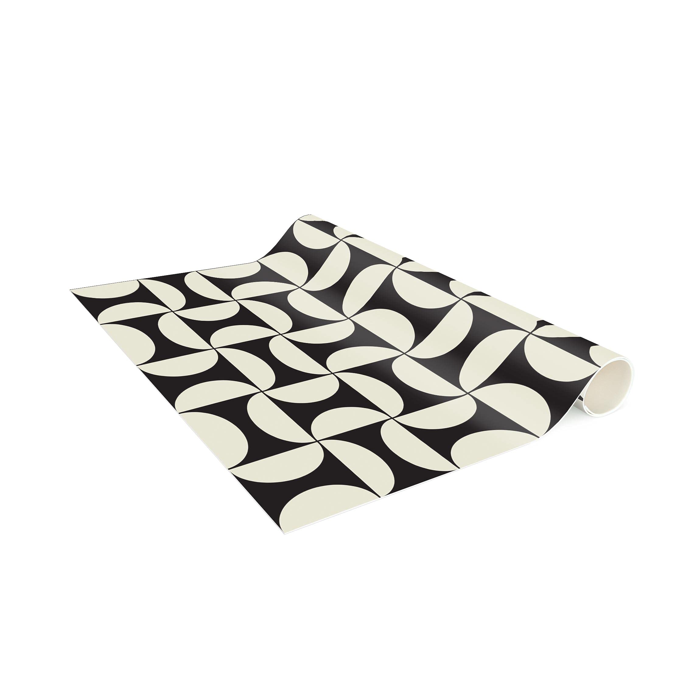 Tapis en Vinyle essuyable à l'eau à Motifs Collage sans Bulles Protection de Sol géométrique Tapis antidérapant Noir Imitation carrelage Cuisine Couloir 3150 (130x260cm)