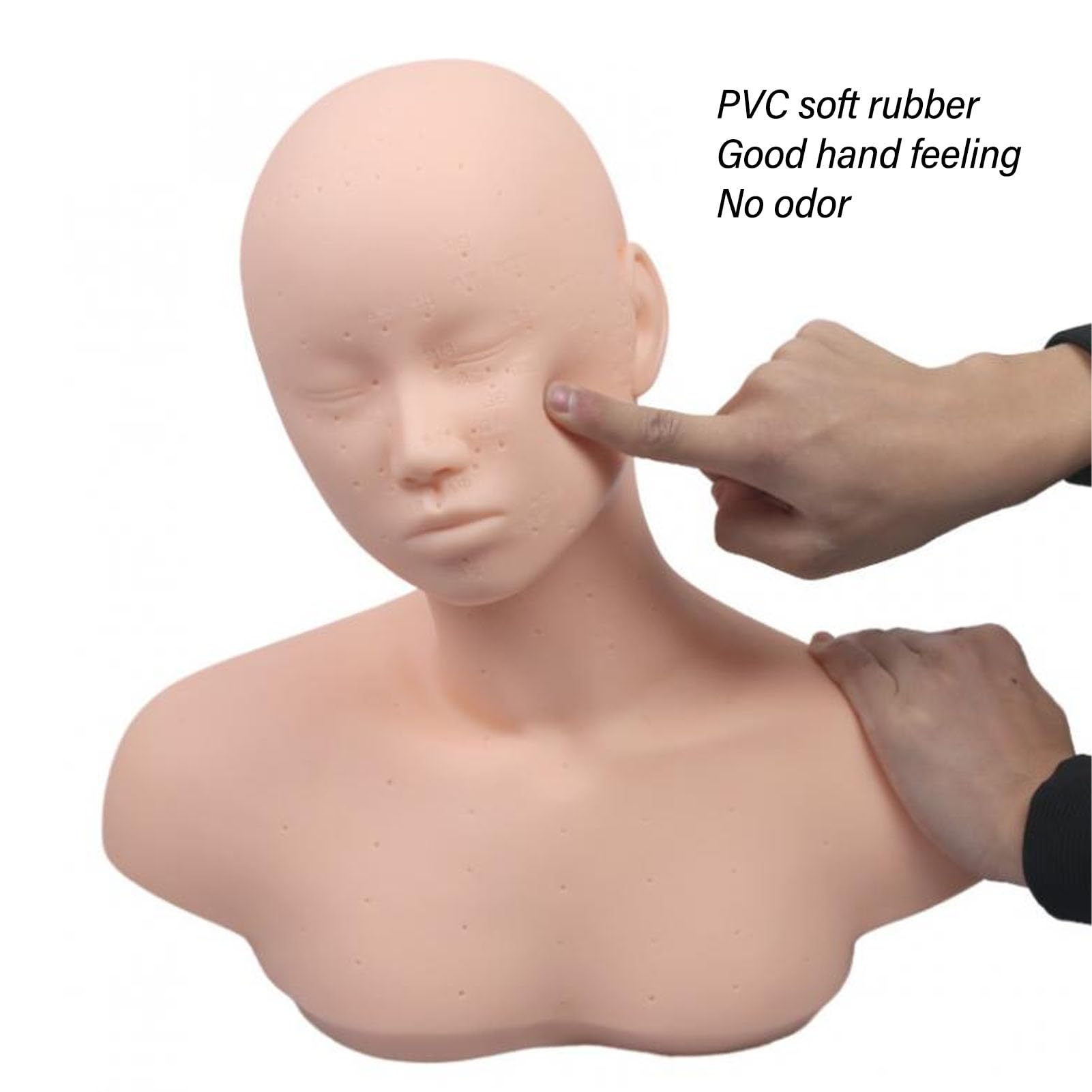 Testa di manichino per allenamento pratica, versatile, morbida e confortevole al tatto, modello con spalla per massaggio, cura di bellezza, agopuntura, pratica in PVC ad alta densità, gomma